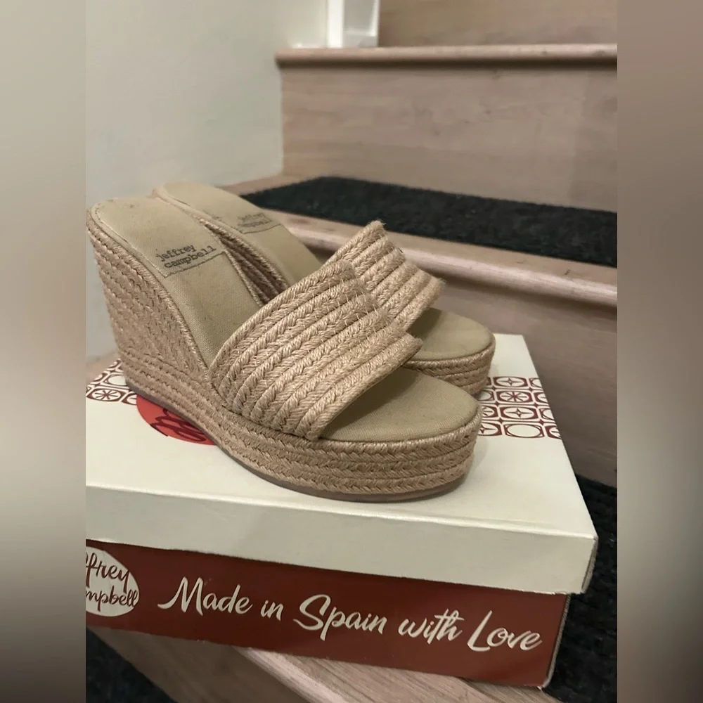 Jeffrey Campbell Sunlit Wedge Mule Espadrille Sandal in Natural - Size 41 - Picture 3 of 8